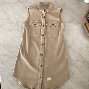 TAN BUTTON DOWN DRESS